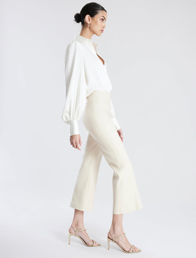 Cream Faux Leather Crop Pant | Bottoms | BCBGMAXAZRIA 2Y05B35E-SS3-0