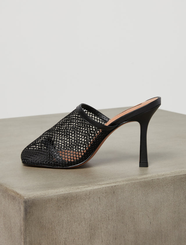 Black Anita Mesh Mule Sandal | Shoes | BCBGMAXAZRIA MX1ANT01-001-M050