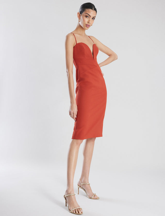 Rust Kynlee Midi Dress | Dresses | BCBGMAXAZRIA MY05D01E-R9C-0